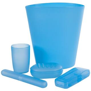 Everyday Home 5-Piece Bath Accessory Set with Waste Basket in Blue 66-63B