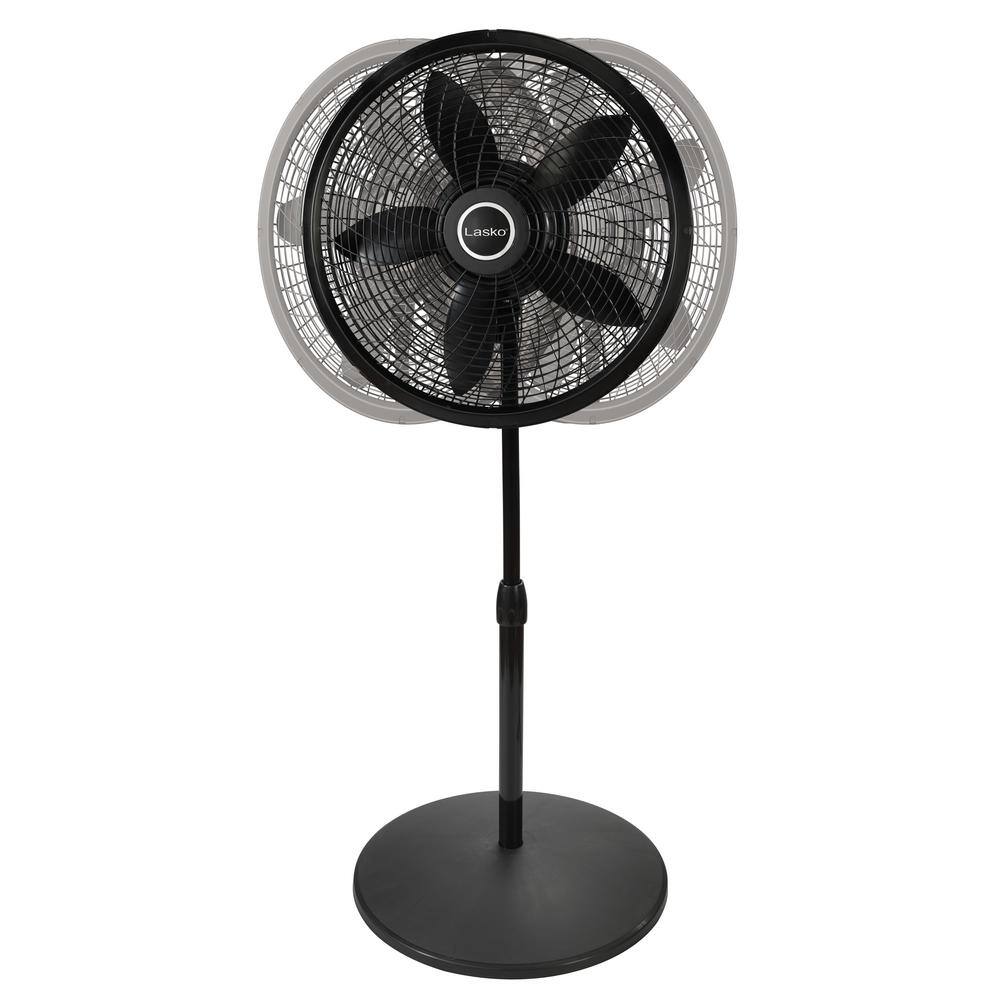 Lasko 18 in. 3 Speeds Cyclone Pedestal Fan in Black with Adjustable Height Oscillating 1823