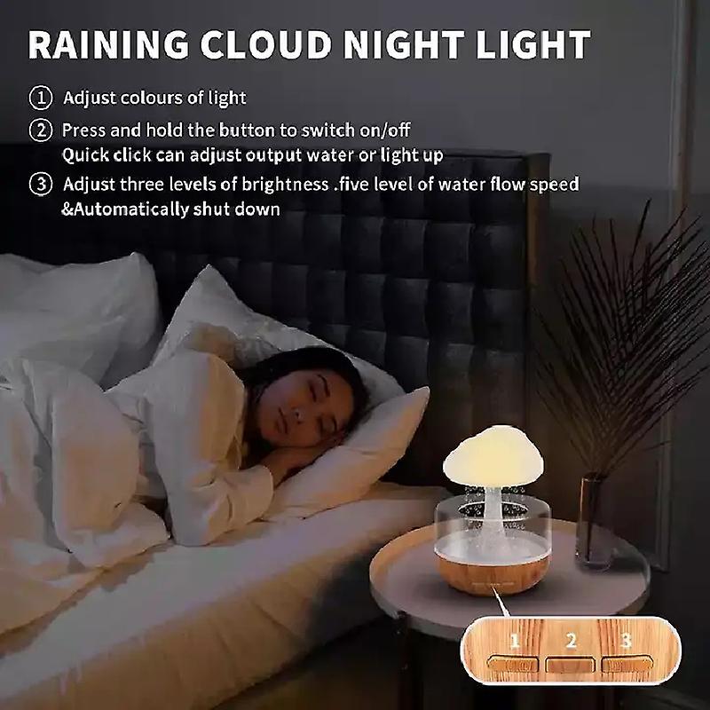 Cloud And Raindrop Humidifier Colorful Mushroom Rain Forest Aromatherapy Machine Household Rain Cloud Landscape Led Table Lamp