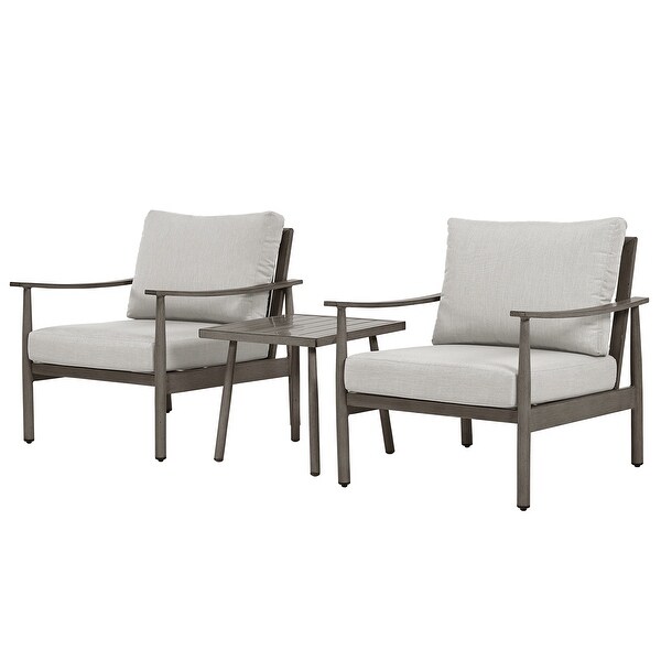 3Piece Aluminum Patio Conversation Set with Webbing Chair Back and Cushions