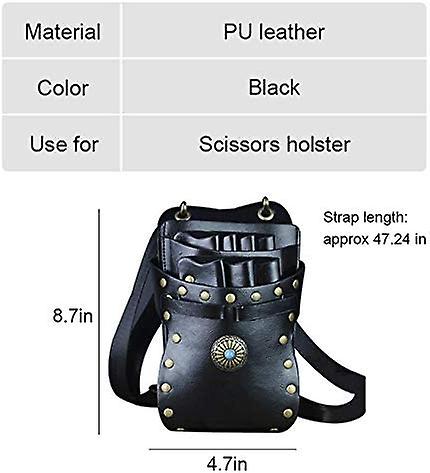 Hair Scissors Holster Pouch with Waist Shoulder Belt for Hairdressers Barber PU Leather Salon Shears Hairdressing Tool Case Bag Holder for