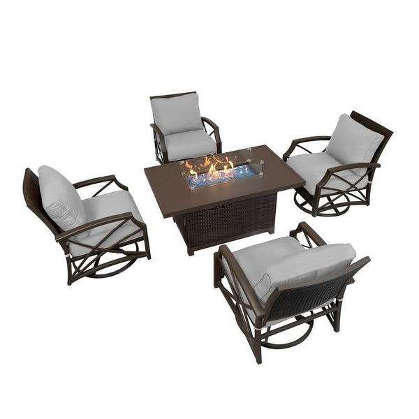 Kinger Home Novi Rattan 5Piece Outdoor Patio Furniture Set