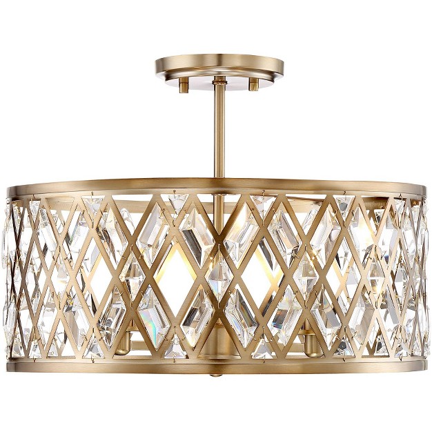 Wide Satin Brass 3 light Clear Glass Crystal For Bedroom Kitchen House