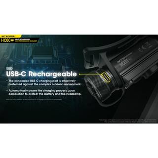 NITECORE 1200 Lumens LED USB-C Rechargeable Headlamp HC60 v2