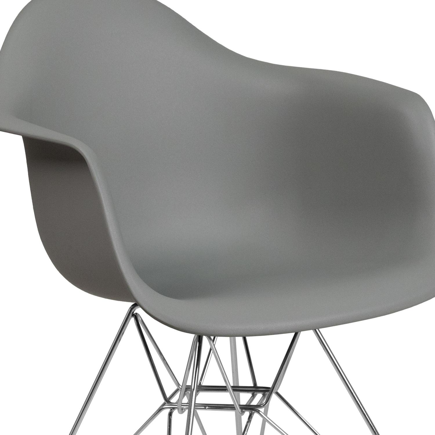 Flash Furniture Alonza Series Moss Gray Plastic Chair with Chrome Base