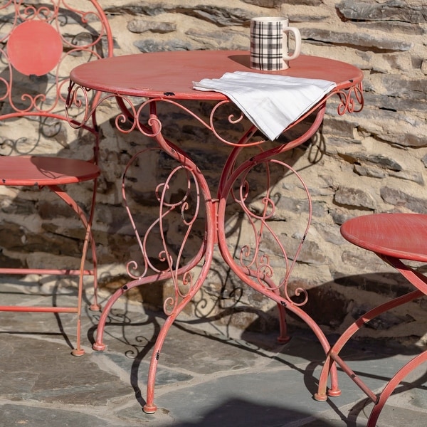 Three Piece Metal Bistro Set in Flamingo Pink 