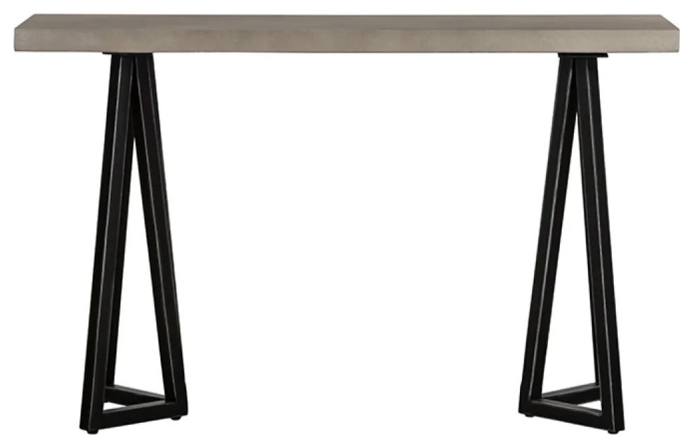 Virginia Modern Concrete and Black Metal Console Table   Industrial   Console Tables   by Rustic Home Furniture Deco  Houzz