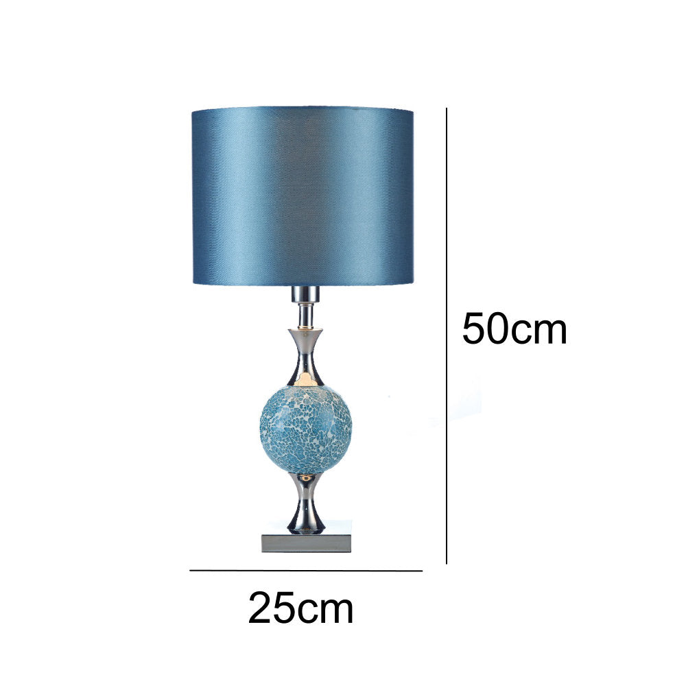 Britalia BRELS4223 Polished Chrome & Blue Mosaic Glass Table Lamp with Shade