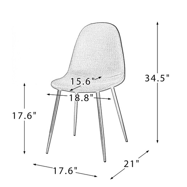 Sjaelland Contemporary Upholstery Dining Chair with Metal Legs Set of 4 by HULALA HOME