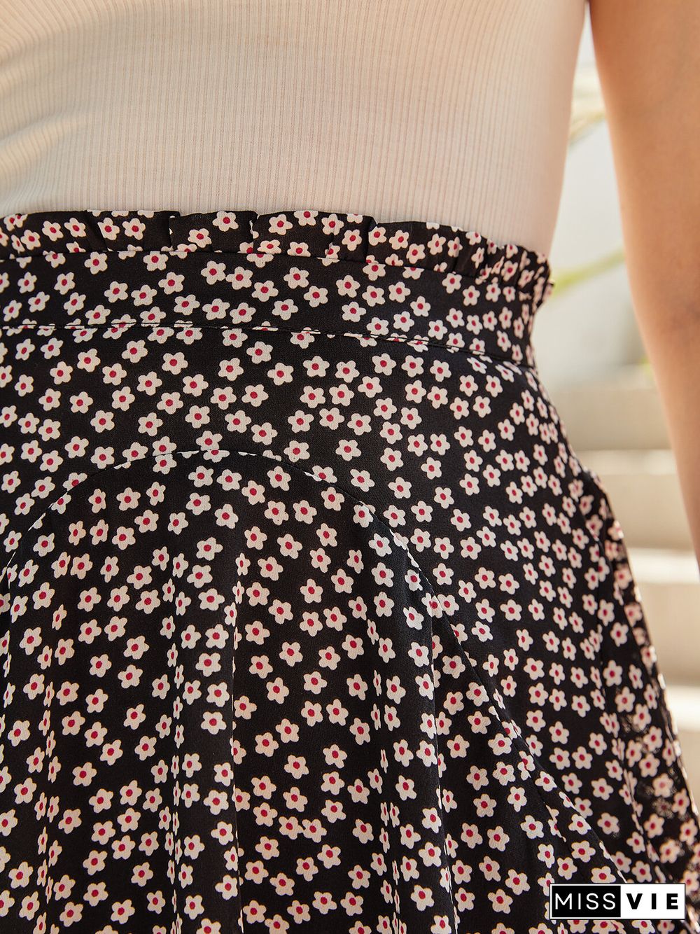 Ditsy Floral Print High Waist Mini Skirt