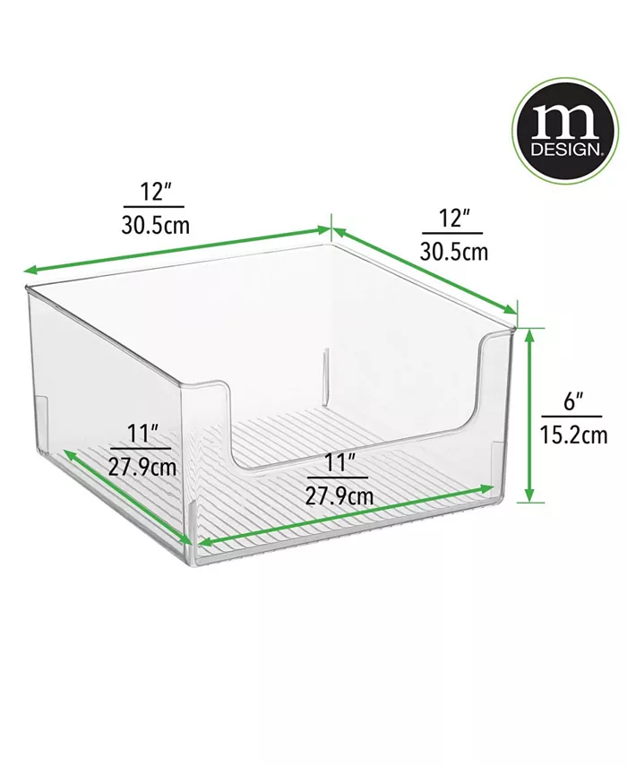 mDesign Kitchen Plastic Storage Organizer Bin with Open Front - 4 Pack - Clear