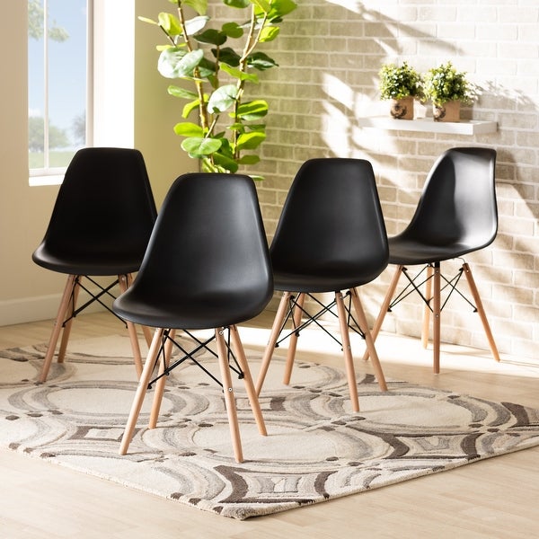 Jaspen Modern and Contemporary Plastic and Wood Dining Chair Set (4pc)