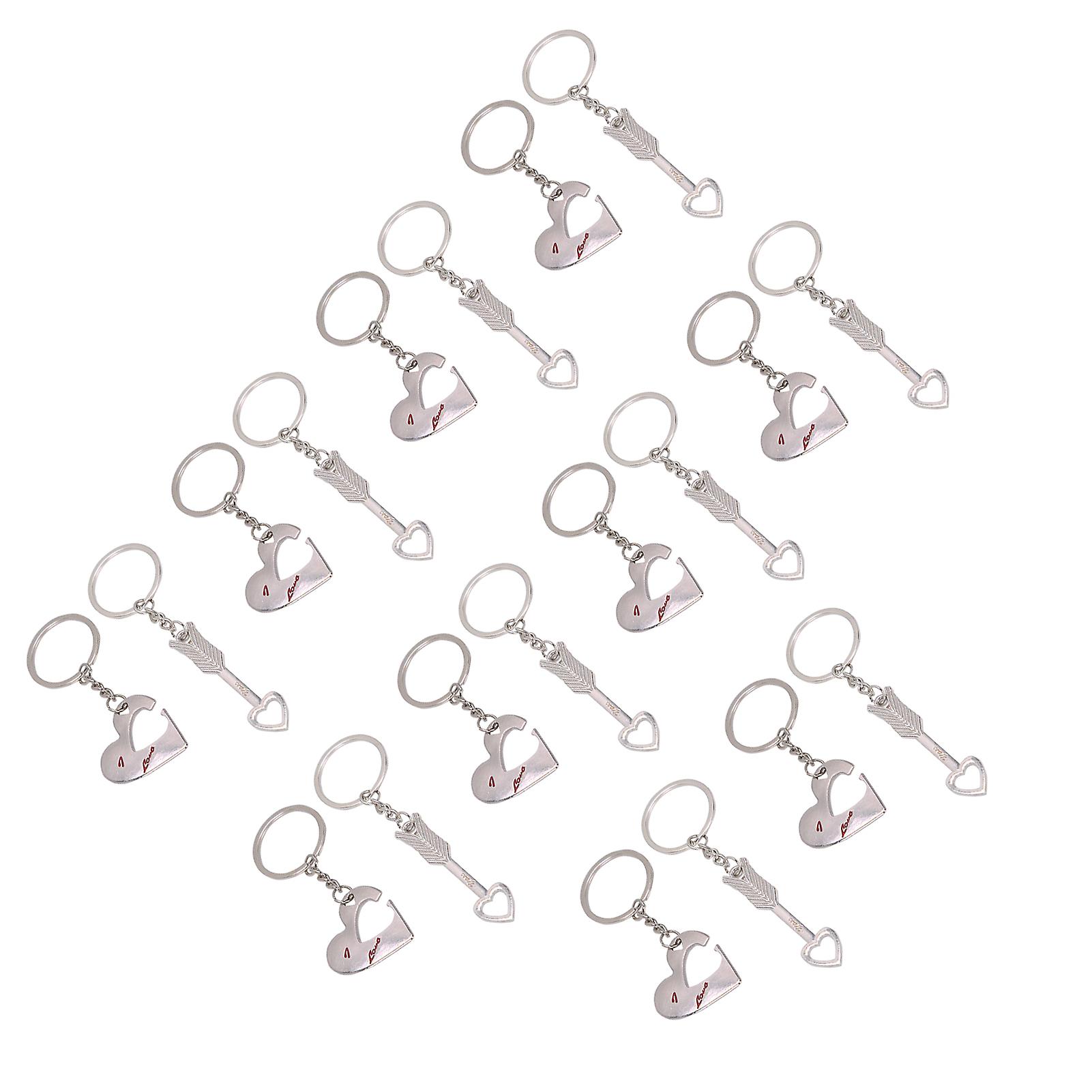 10pcs Keychain Pendant Zinc Alloy Heart Shaped Couple Key Set Luggage Clothing Decoration