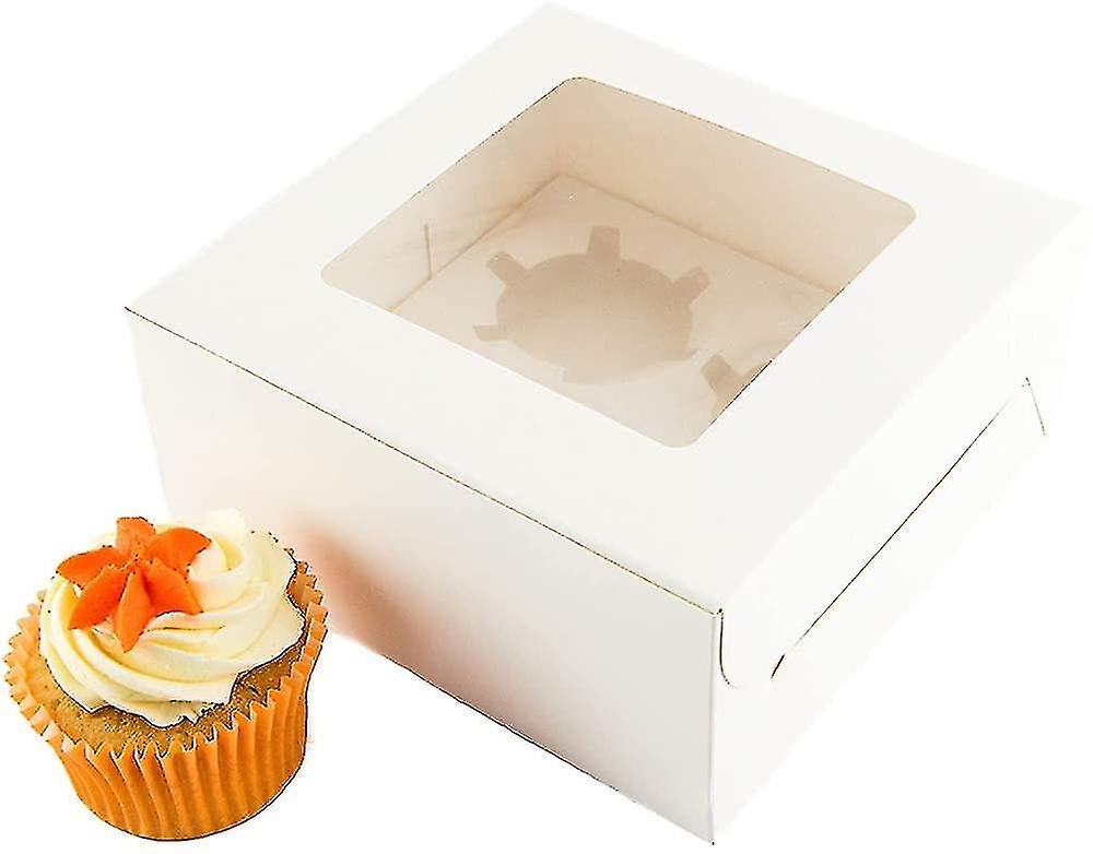 Mu Mianhua 12 Pcs Cake Boxes 4 Holes White Cupcake Boxes Cakes Card With Window