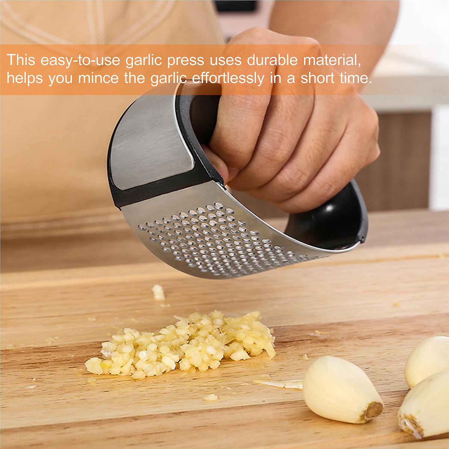 Stainless Steel Garlic Press Rocker Mincer Crusher Roller Squeezer Garlic Pressing Crushing Grinding Tool For Home Kitchen