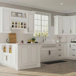 Hampton Bay Hampton 30 in. W x 12 in. D x 30 in. H Assembled Wall Kitchen Cabinet in Satin White KW3030-SW