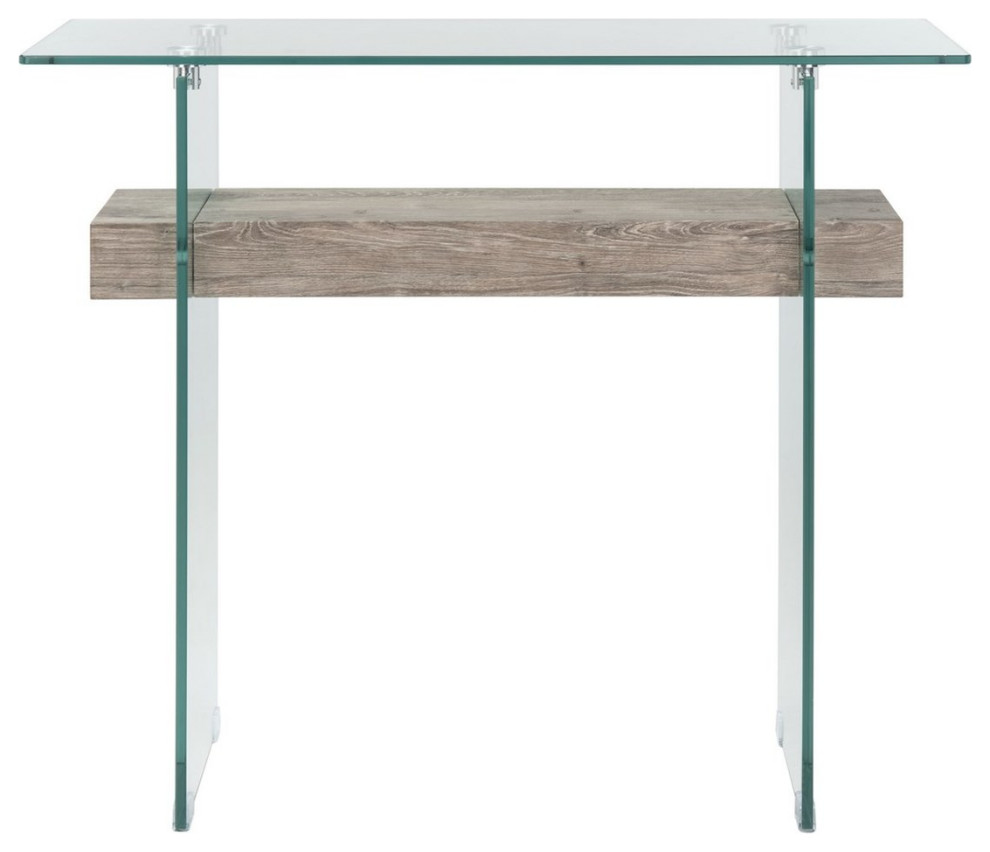 Lacy Console Table Glass Grey Oak   Contemporary   Console Tables   by Peachtree Fine Furniture  Houzz