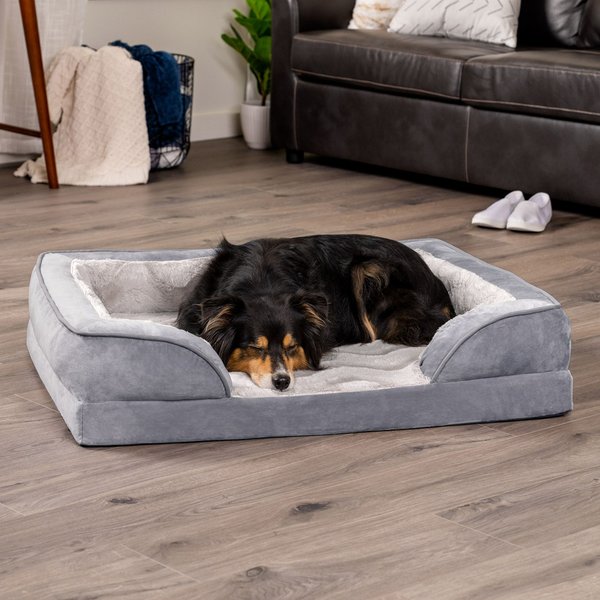 FurHaven Velvet Waves Perfect Comfort Orthopedic Sofa Cat and Dog Bed