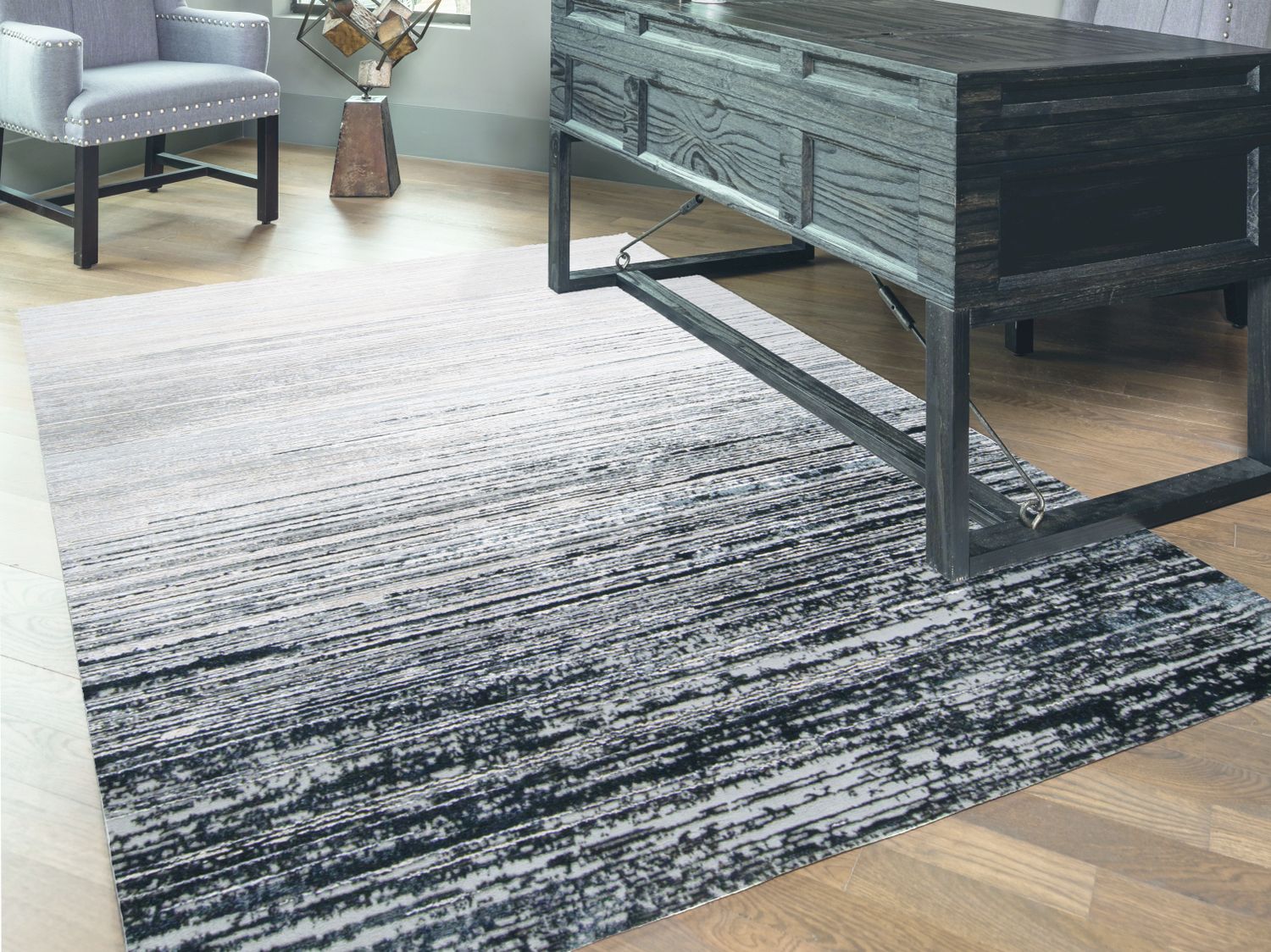 Orin Black and Silver Rug by BD Fine