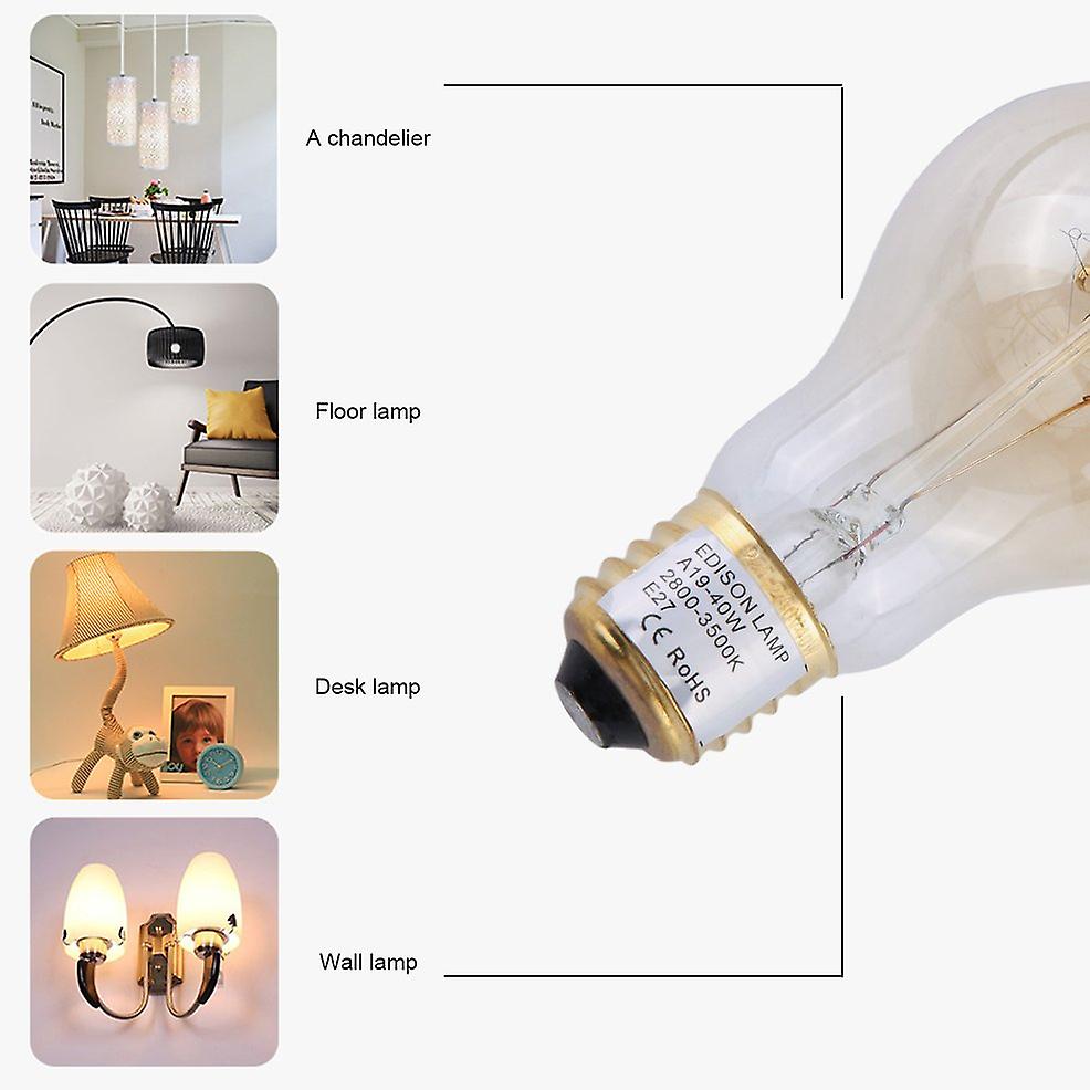 8pcs E27 40w A19 T Shape Lamp Bulb ment Light Bulb Ac220-240v 2800-3500k