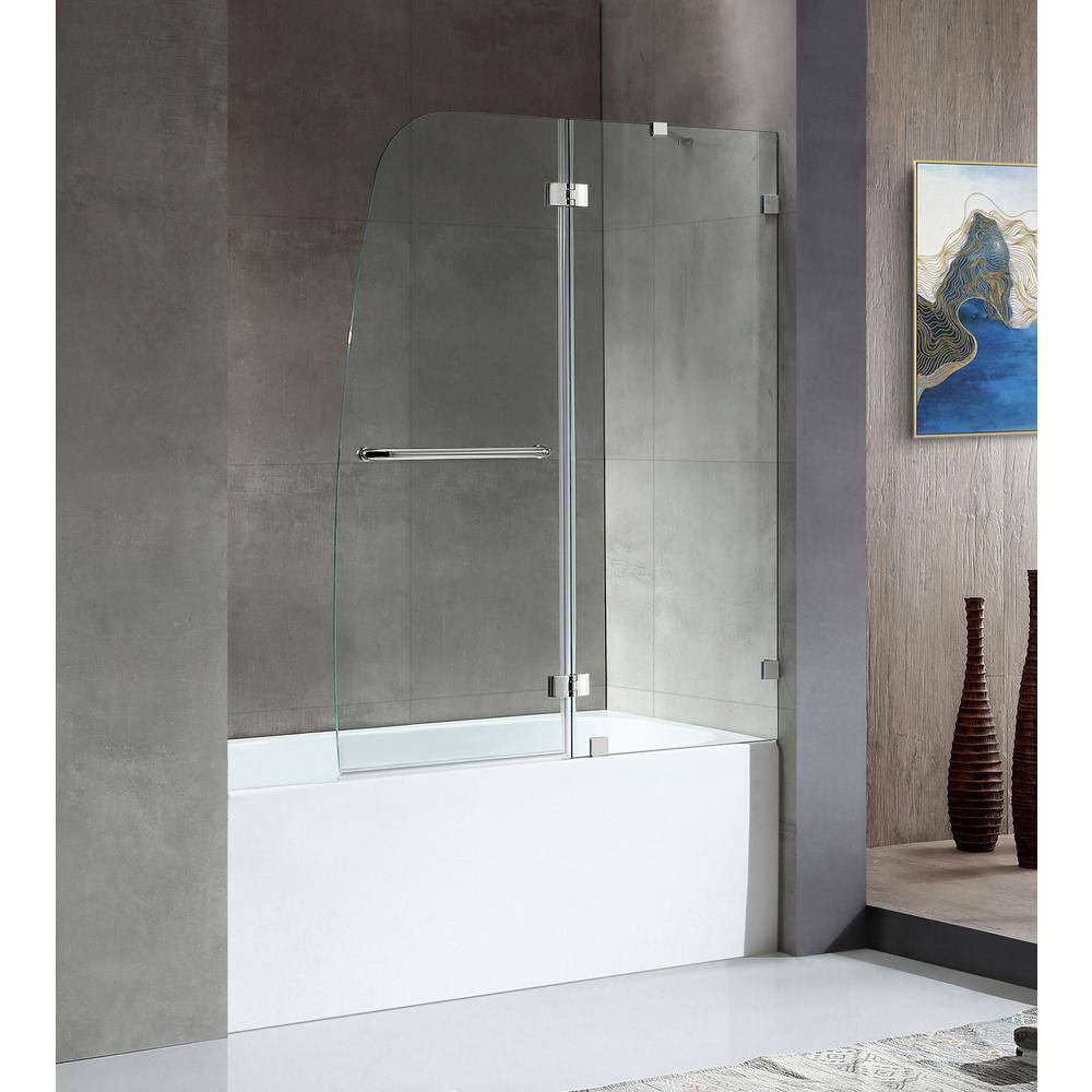 ANZZI 5 ft. Right Drain Tub in White with 48 in. x 58 in. Frameless Hinged Tub Door with Chrome Finish Hardware SD1101CH-3060R