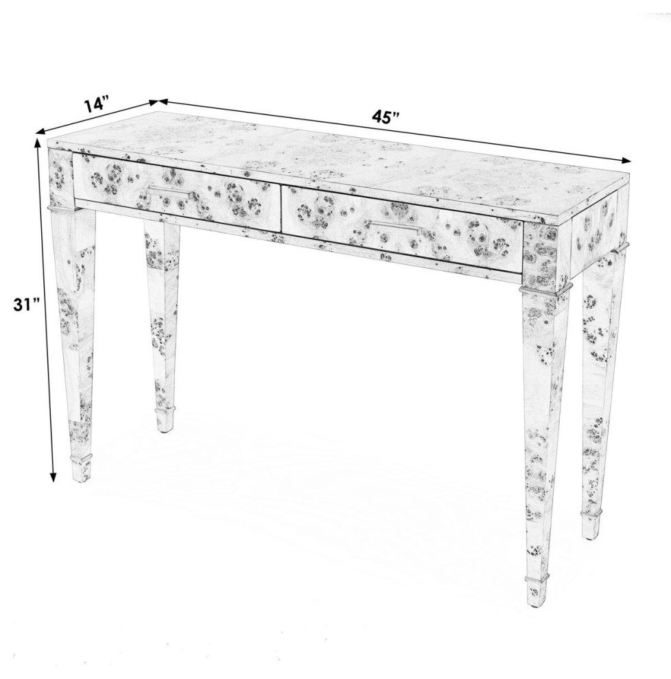 Kai Console Table  Traditional Burl   Midcentury   Console Tables   by Lighting New York  Houzz