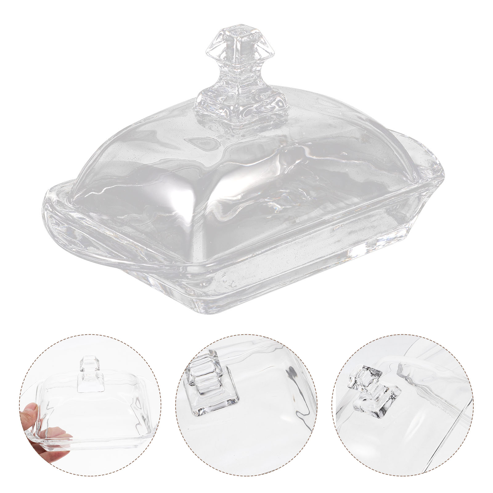 1 Set of Covered Butter Dish Glass Butter Dish Transparent Butter Tray Cheese Butter Dish with Lid