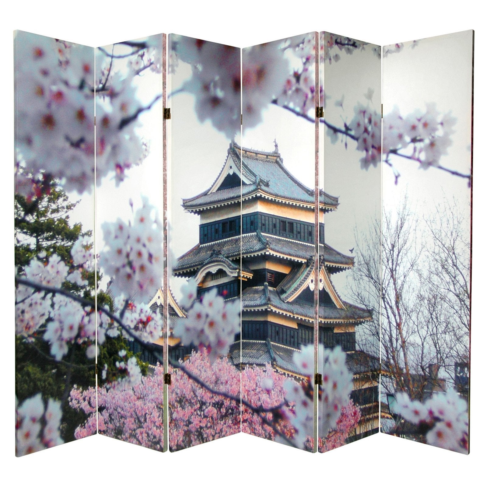 Oriental Furniture 6 ft. Tall Cherry Blossoms Room Divider - 4 Panel