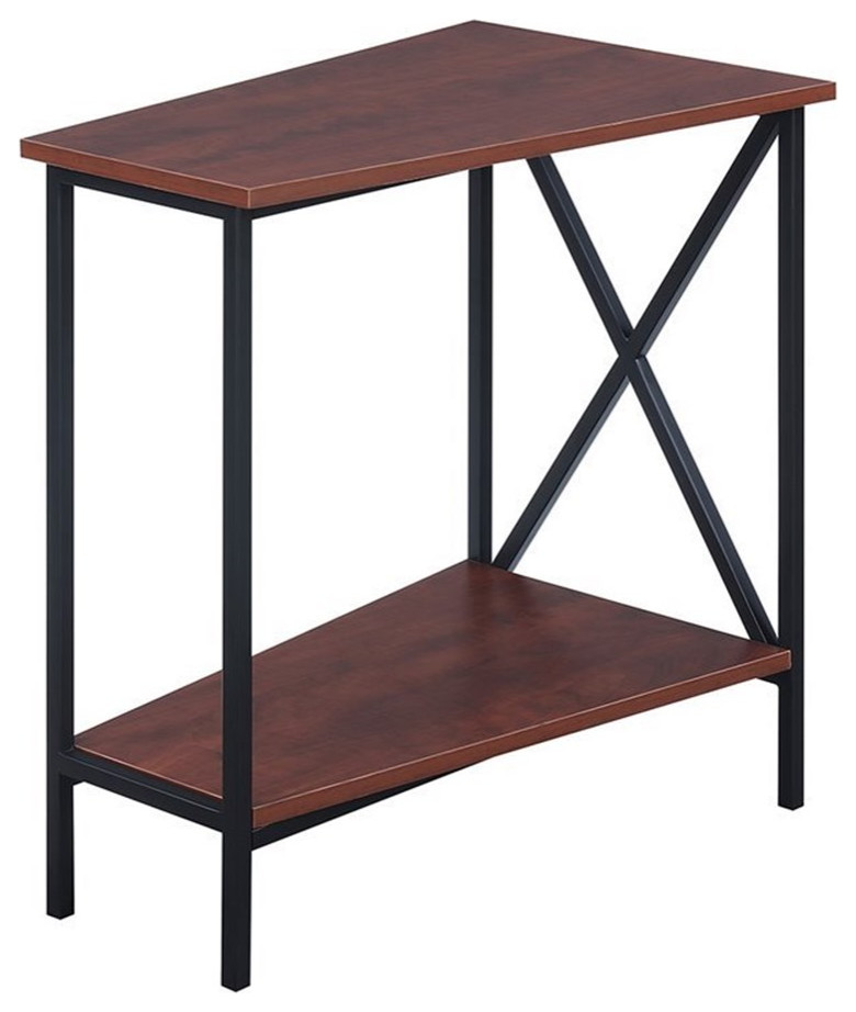 Convenience Concepts Tucson Wedge End Table in Black and Cherry Wood Finish   Industrial   Side Tables And End Tables   by Homesquare  Houzz