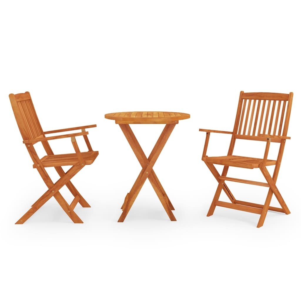 3 Piece Folding Outdoor Dining Set Solid Eucalyptus Wood - Overstock - 35107276