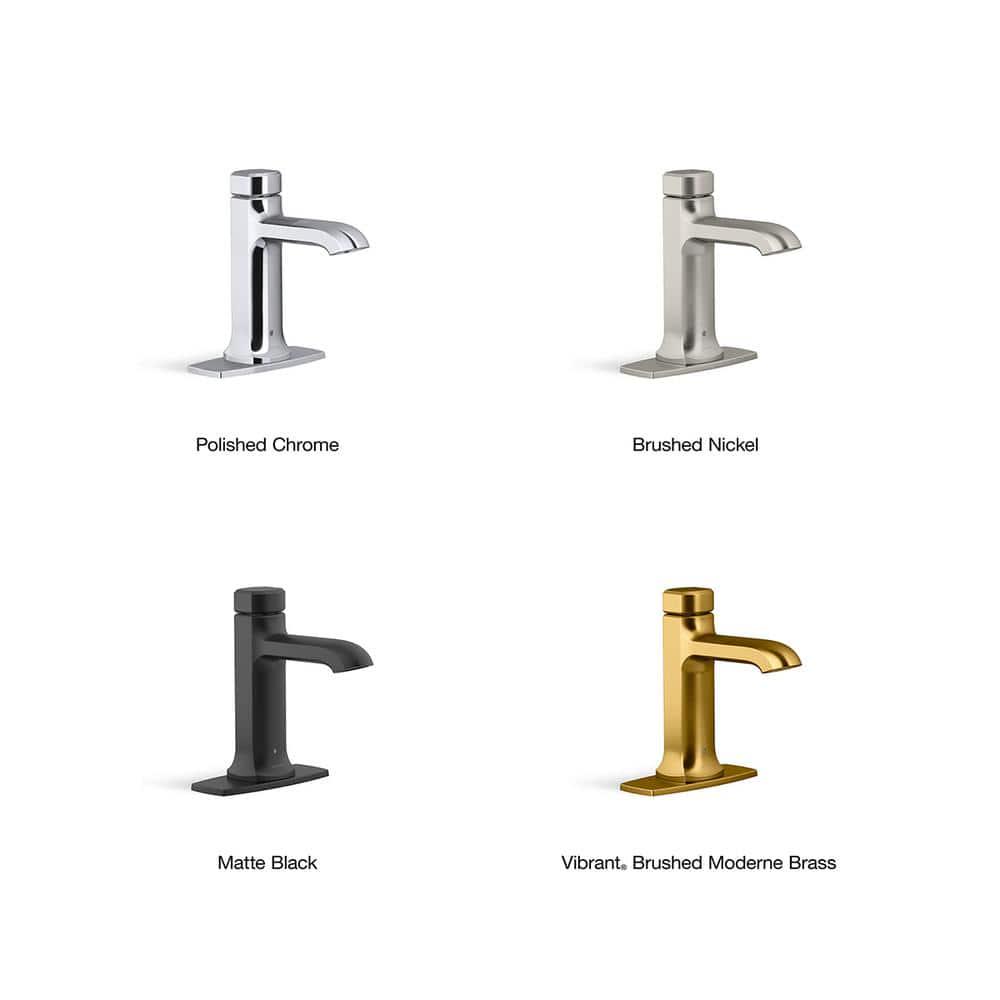 KOHLER Rubicon Battery Powered Touchless Single Hole Bathroom Faucet in Vibrant Brushed Nickel