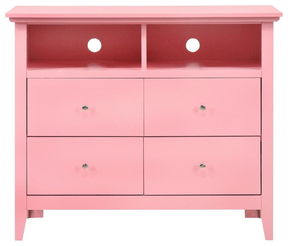 Hammond Pink 4 Drawer Chest of Drawers (42 in L. X 18 in W. X 36 in H.)   Contemporary   Entertainment Centers And Tv Stands   by Makers  Houzz