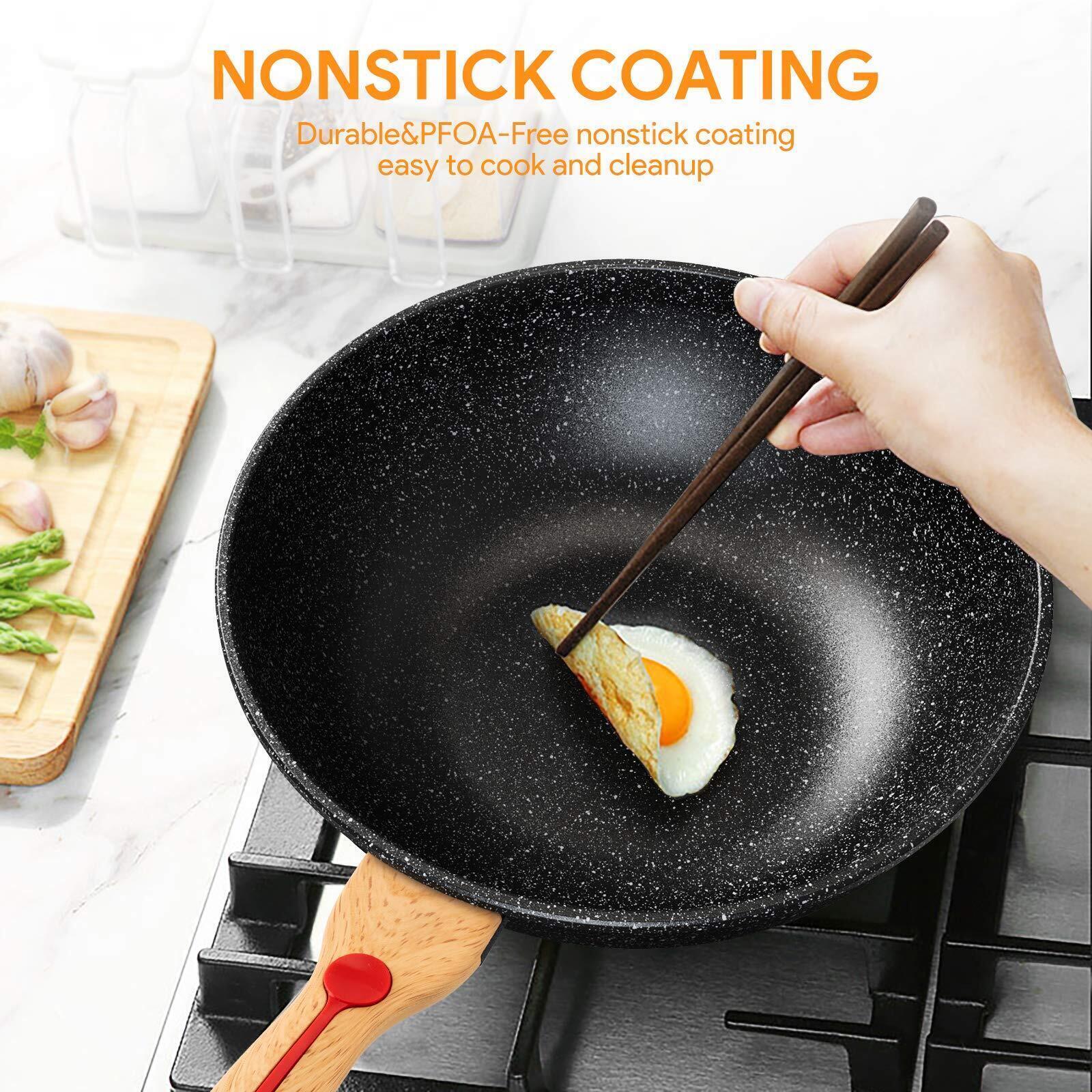 Wok Die-Casting Nonstick Wok Scratch Resistant with Lid and Spatula