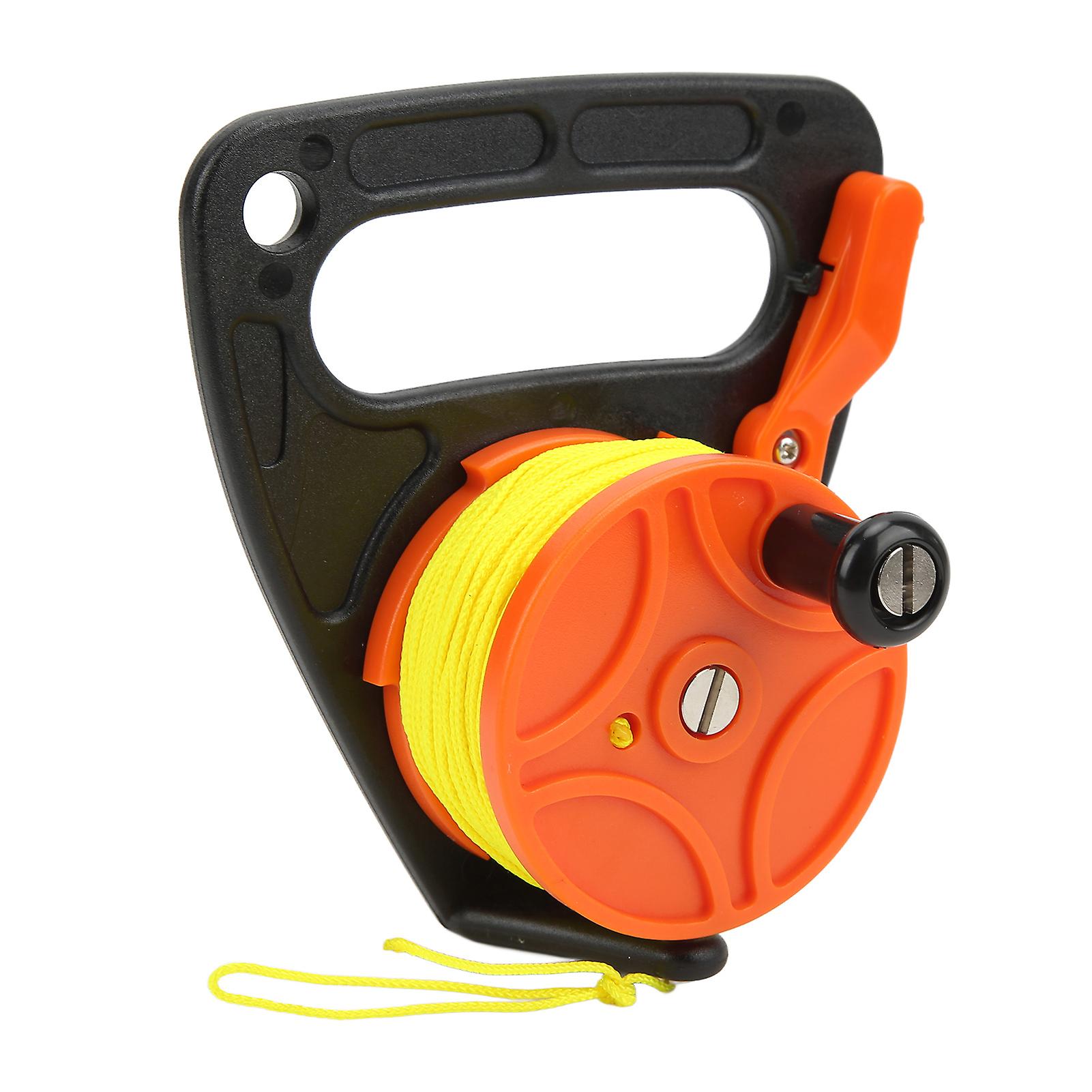 Portable Diving Handle Reel Scuba Diving Reel With Thumb Stopper For Snorkeling Underwater Water Sports 46m Yellow Wireorange Reel