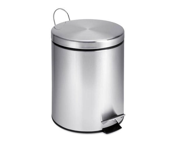 HoneyCanDo 5L Round Stainless Steel Step Trash Can TRS01449