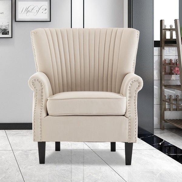 Accent Chair Wingback Chair Tufted Armchair with Padded Seat