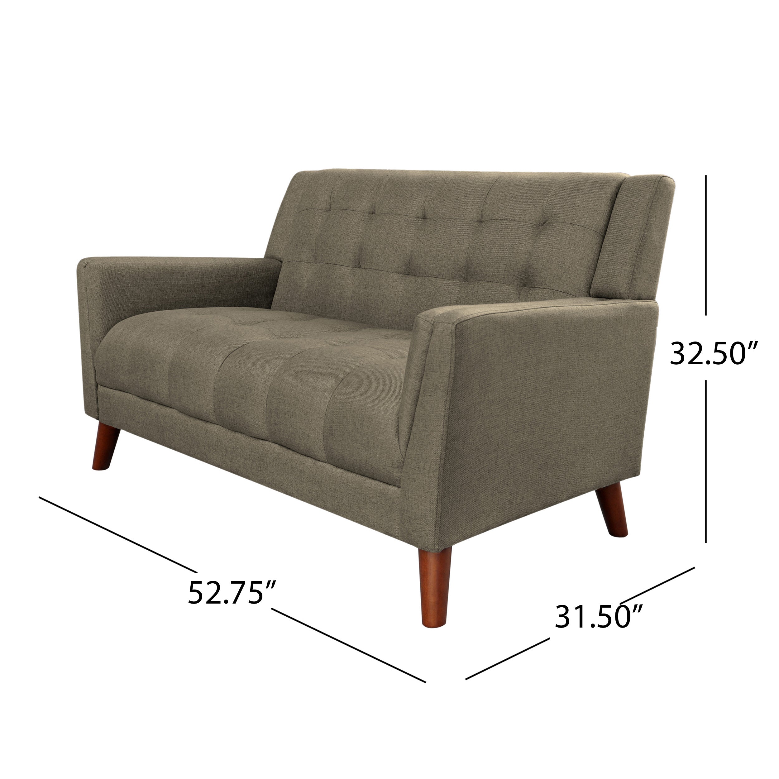 Anvith Mid Century Modern Fabric Loveseat