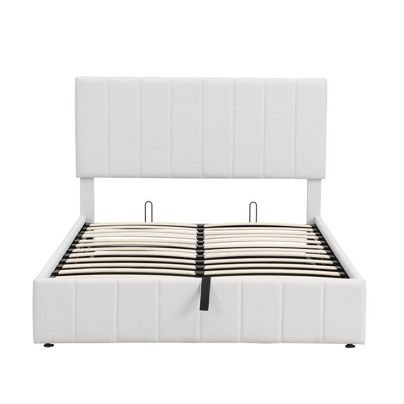 Lift Up Storage Bed Full/Queen Size  Upholstered Platform Bed Frame with a Hydraulic Storage System and Tufted Headboard