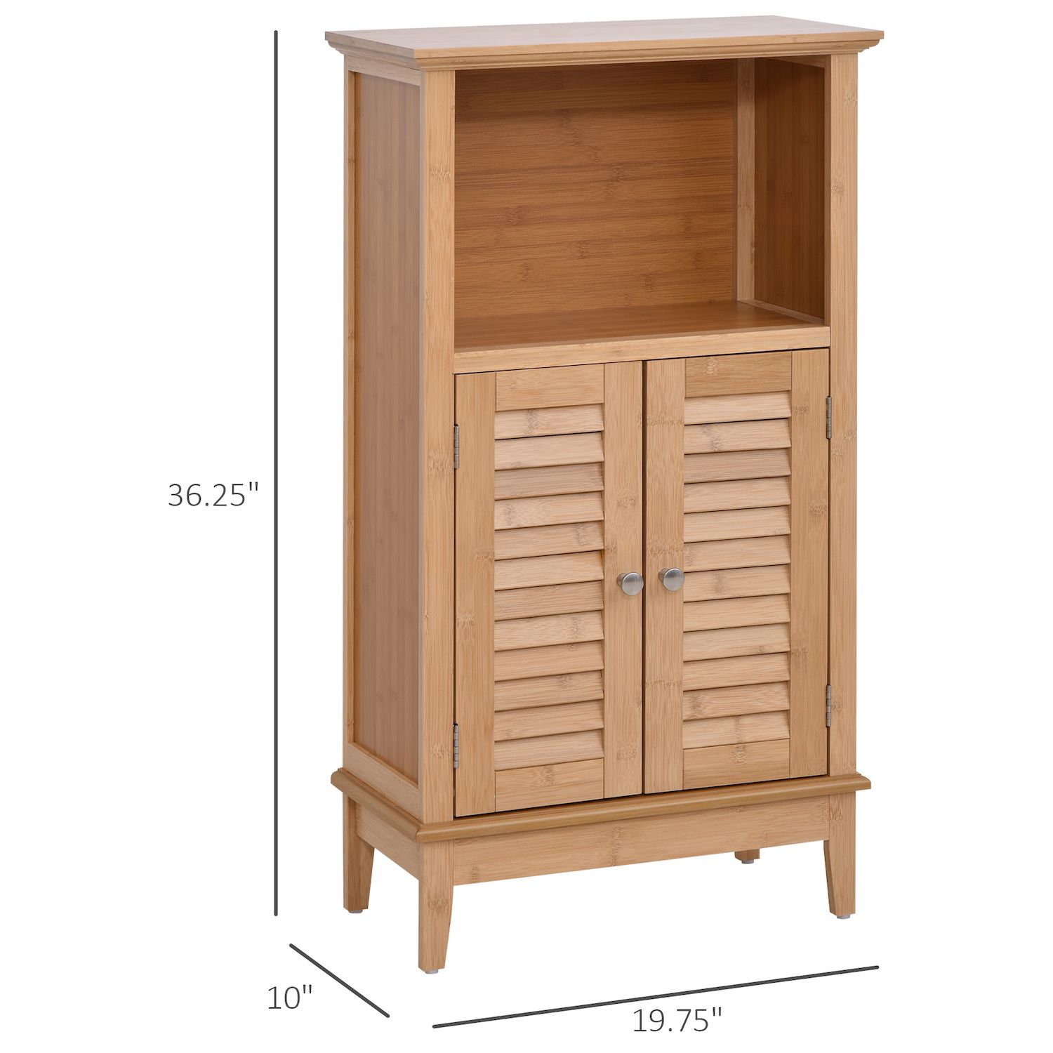 HOMCOM wood Floor Cabinet Bathroom Floor Cabinet Living Room Organizer Tower with Multiple Shelves and Doors Natural