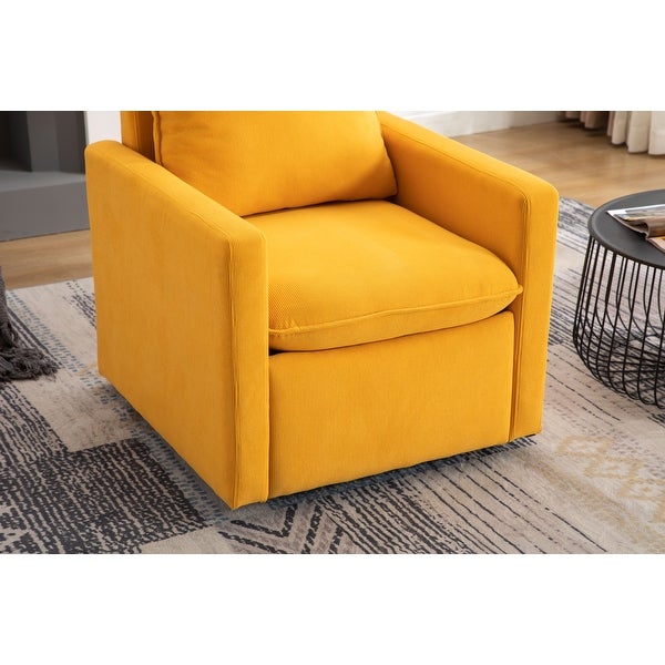 Swivel Round Accent Chair Lounge Sofa for Livingroom， Musterd yellow