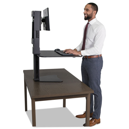 Victor High Rise Standing Desk Workstation， 28w x 23d x 15.5h， Black (DC300)