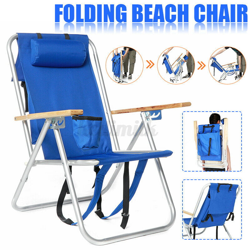 HOT SALE Portable High Strength Beach Chair with Adjustable Headrest Blue