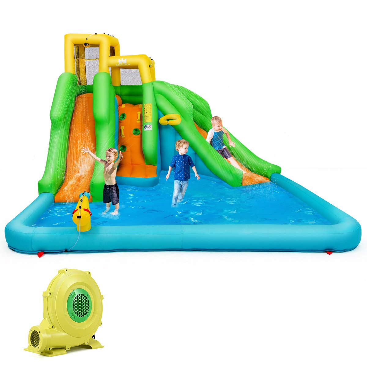 BOUNTECH Amusing 6 in 1 Mighty Backyard Water Park with Double Slides | Inflatable Water Slide