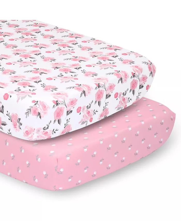 The Peanutshell Arianna 7 Piece Baby Nursery Crib Bedding Set， Quilt， Crib Sheets， Crib Skirt， and Changing Pad Cover