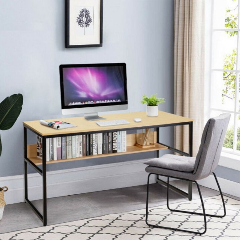 55-Inch Computer Desk Writing Table Workstation Home Office with Bookshelf