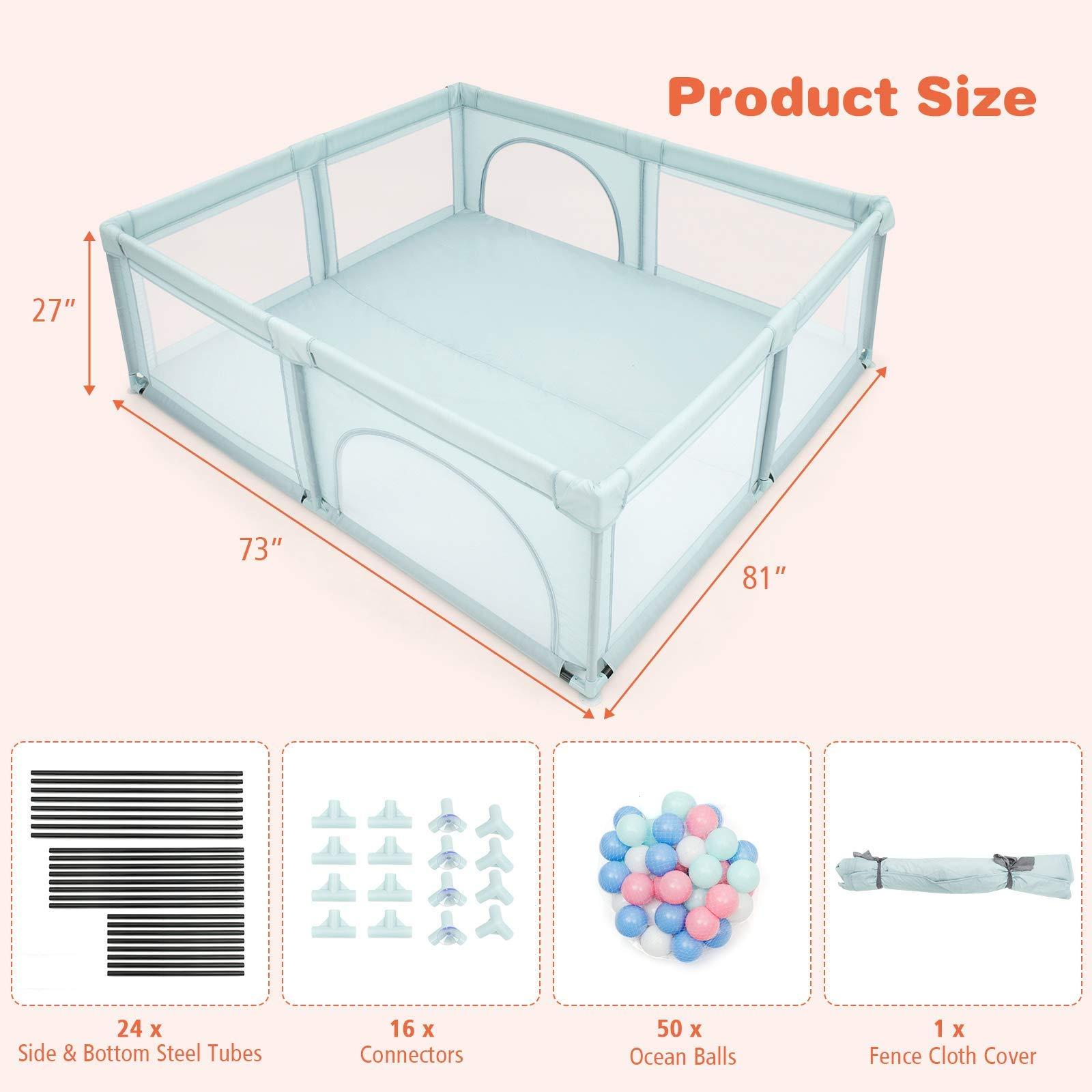 Costzon Baby Playpen, Extra Large Playpen for Toddlers Baby, 81