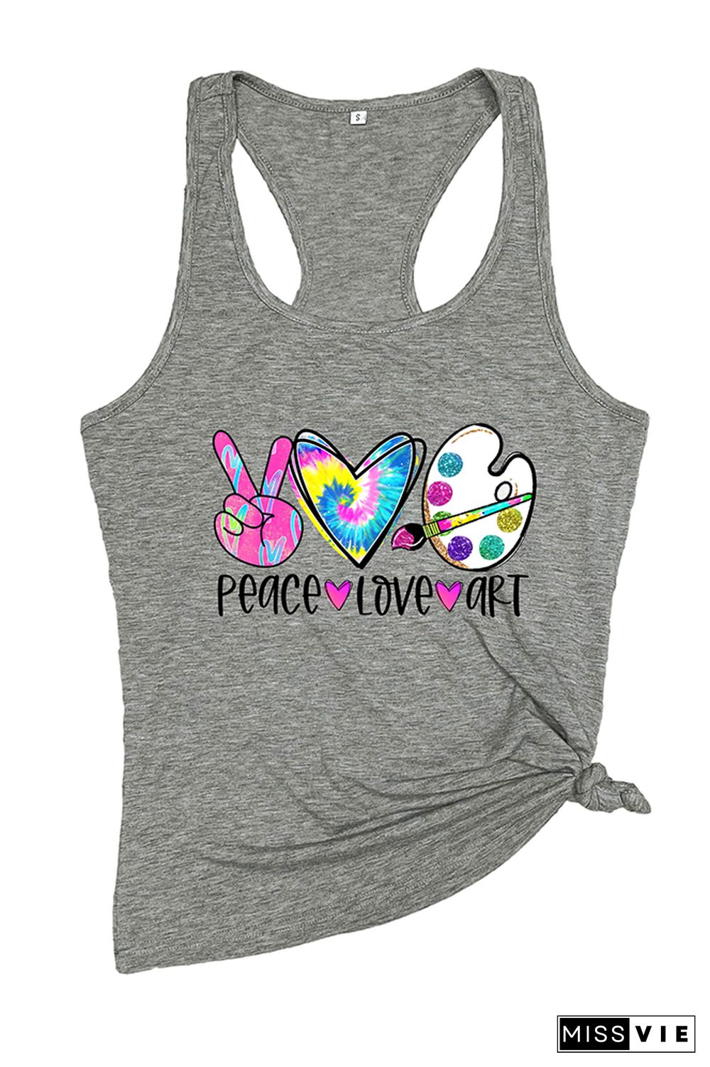 Peace Love Art Colorful Tie Dye Printed Sleeveless Tank Top Wholesale