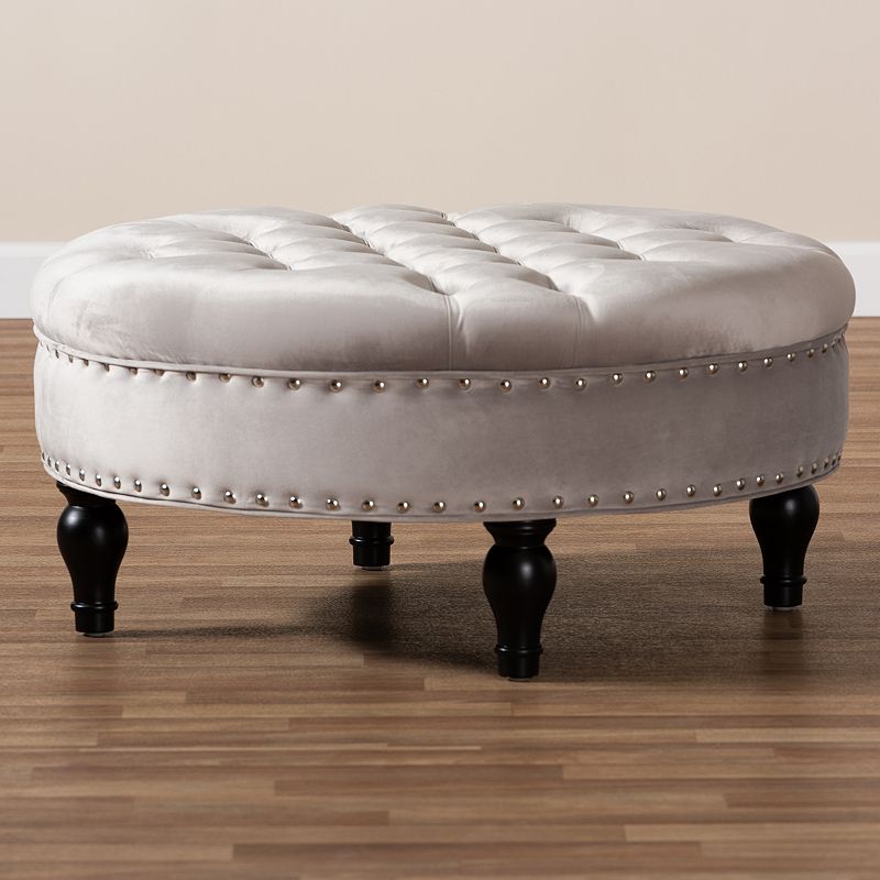 Baxton Studio Palfrey Tufted Round Ottoman