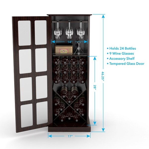 Windowpane 24-Bottle Wine Cabinet， Espresso