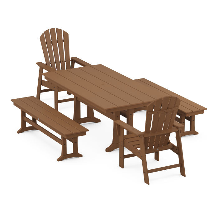 Polywood South Beach 5-Piece Farmhouse Dining Set With Trestle Legs PWS1022-1